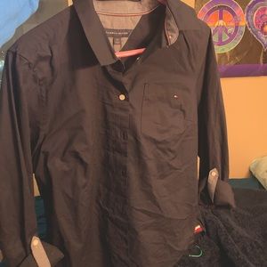 Tommy Hilfiger navy blue button up. Worn once.